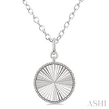 1/10 Ctw Round Fluted Medallion Single Cut Diamond Pendant With Chain in Sterling Silver