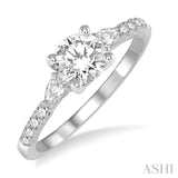 3/8 ctw Circular Shape Pear & Round Cut Diamond Semi-Mount Engagement Ring in 14K White Gold
