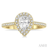 3/4 Ctw Diamond Ladies Engagement Ring with 1/2 Ct Pear Cut Center Stone in 14K Yellow and White Gold