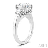1/2 Ctw Tri-Mount Past, Present and Future Oval Shape Center Round Cut Diamond Semi Mount Engagement Ring in 14K White Gold