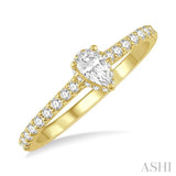 1/5 ctw Pear Shape Round Cut Diamond Semi Mount Engagement Ring in 14K Yellow Gold