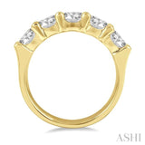 2 Ctw 5 Stone Round Cut Diamond Wedding Band in 14K Yellow Gold