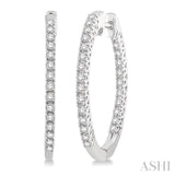 1/2 ctw Round cut Diamond Hoop Earrings in 14K White Gold
