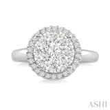 3/4 Ctw Lovebright Round Cut Diamond Engagement Ring in 14K White Gold