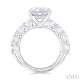 7/8 Ctw Princess Shape Oval and Round Cut Diamond Semi Mount Engagement Ring in 14K White Gold