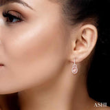 7x5 MM Oval Cut Morganite and 1/3 ctw Round Cut Diamond Earrings in 14K Rose Gold
