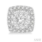 3/4 Ctw Cushion Shape Lovebright Round Cut Diamond Stud Earrings in 14K White Gold