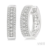 1/2 Ctw Channel Set Round Cut Diamond Hoop Earring in 14K White Gold