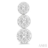 1/2 Ctw Hanging Triple Mount Lovebright Round Cut Diamond Earring in 14K White Gold