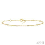 1/6 Ctw Circular Mount Round Cut Diamond Station Bracelet in 10K Yellow Gold