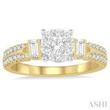 3/4 Ctw Diamond Lovebright Engagement Ring in 14K Yellow and White Gold