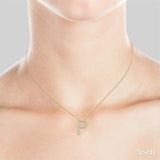1/20 Ctw Initial 'P' Round Cut Diamond Pendant With Chain in 10K Yellow Gold