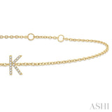 1/20 Ctw Initial 'K' Round Cut Diamond Bracelet in 10K Yellow Gold