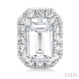 5x3 MM Octagonal Shape White Topaz and 1/8 Ctw Single Cut Diamond Halo Semi-Precious Stud Earrings in 10K White Gold