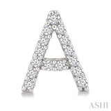 1/10 Ctw Initial 'A' Round Cut Diamond Earrings in 10K White Gold