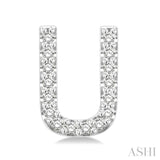 1/10 Ctw Initial 'U' Round Cut Diamond Earrings in 10K White Gold