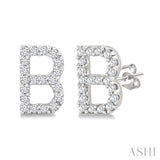 1/8 Ctw Initial 'B' Round Cut Diamond Earrings in 10K White Gold