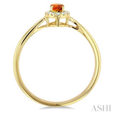5x3 MM Oval Shape Citrine and 1/20 Ctw Single Cut Diamond Halo Semi-Precious Ring in 14K Yellow Gold
