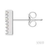 1/8 Ctw Initial 'M' Round Cut Diamond Earrings in 10K White Gold