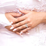 5/8 Ctw Round Cut Diamond Lovebright Wedding Set with 1/2 Ctw Engagement Ring and 1/6 Ctw Wedding Band in 14K White Gold