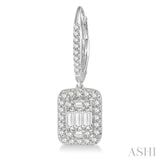 1 Ctw Baguette & Round Cut Fusion Diamond Earrings in 14K White Gold