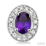 Oval Shape Gemstone & Diamond Earrings