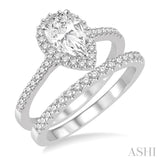 3/4 Ctw Diamond Bridal Set with 5/8 Ctw Ct Pear Cut Engagement Ring and 1/6 Ctw Wedding Band in 14K White Gold