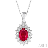 Oval Shape Gemstone & Diamond Pendant