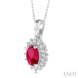 Oval Shape Gemstone & Diamond Pendant