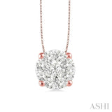 1/3 Ctw Lovebright Round Cut Diamond Pendant in 14K Rose and White Gold with Chain