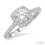 1/4 Ctw Square Shape Diamond Semi-Mount Engagement Ring in 14K White Gold