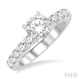 3/4 Ctw Round Cut Diamond Semi-Mount Engagement Ring in 14K White Gold