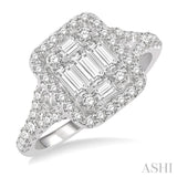 1 Ctw Baguette & Round Cut Fusion Diamond Ring in 14K White Gold