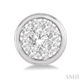 1/3 Ctw Medallion Lovebright Round Cut Diamond Bezel Stud Earring in 14K White Gold
