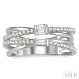 Criss Cross Baguette Diamond Fashion Ring