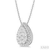 3/4 Ctw Pear Shape Lovebright Round Cut Diamond Pendant With Chain in 14K White Gold