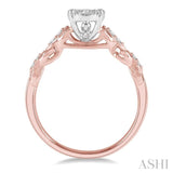 3/8 Ctw Two-Tone Lattice Round Cut Diamond Lovebright Ring in 14K Rose and White Gold