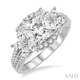 7/8 Ctw Diamond Semi-mount Engagement Ring in 14K White Gold