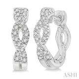 1/6 Ctw Entwined Round Cut Diamond Huggie Petite Earrings in 10K White Gold