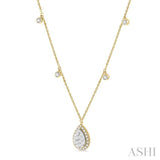 3/4 Ctw Pear Shape Lovebright Round Cut Diamond Necklace in 14K Yellow and White Gold