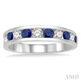 Channel Set Gemstone & Diamond Wedding Band