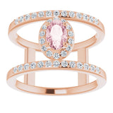 14K Rose Natural Pink Morganite & 1/3 CTW Natural Diamond Ring