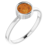 14K White 6 mm Natural Citrine Ring