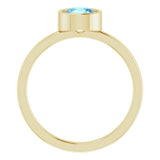 14K Yellow 6 mm Natural Aquamarine Ring