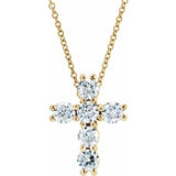 14K Yellow 1 3/8 CTW Natural Diamond Cross 18" Necklace