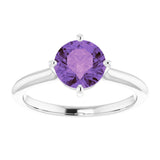 14K White Natural Amethyst Ring