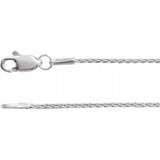 Rhodium-Plated Sterling Silver 1 mm Wheat 20" Chain