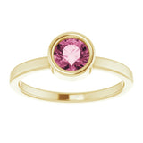 14K Yellow 5.5 mm Natural Pink Tourmaline Ring
