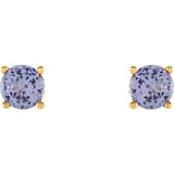 14K Yellow 4 mm Natural Tanzanite Stud Earrings