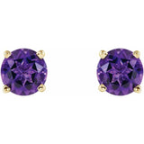 14K Yellow 5 mm Natural Amethyst Stud Earrings